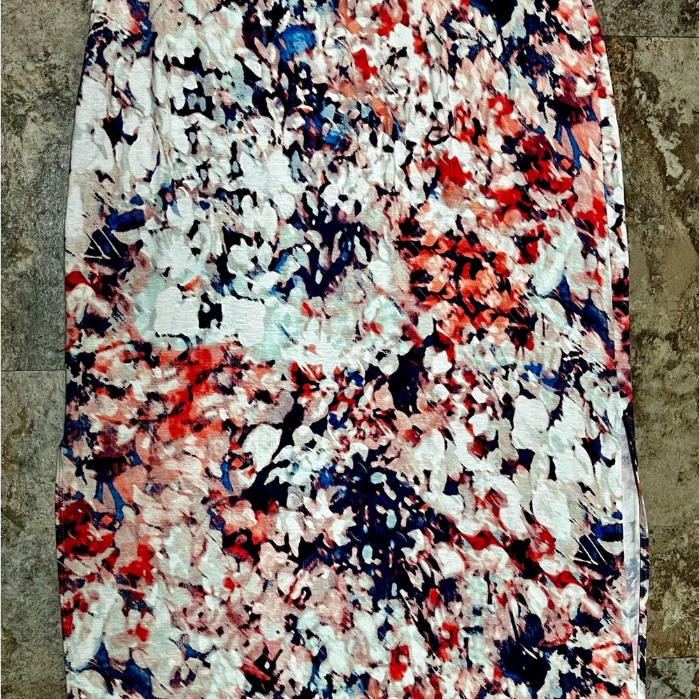 a.n.a Vibrant Red and Blue Pencil Skirt